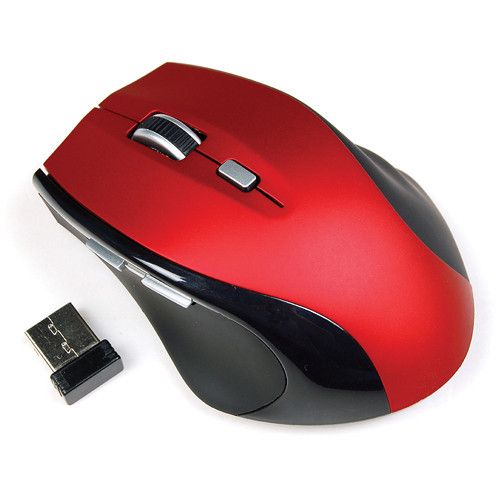 black and red wireless mouse