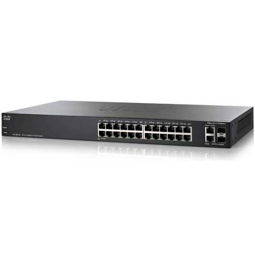 Cisco SG200-26 (SLM2024T-UK) 24-Port Smart Gigabit Switch, 2x Combo mini-GBIC Ports, 200 Series