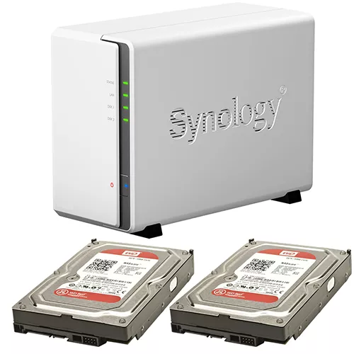 Synology DS215j DiskStation 2-Bay 4TB Network Attached NAS Storage w/ 2x  2TB WD Red Hard Drive
