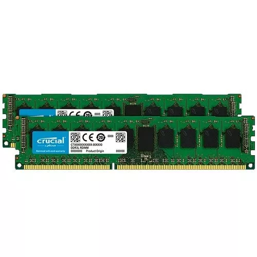 Crucial 16GB Kit 8GBx2 DDR3/DDR3L-1600MT/s PC3-12800 DR x8 ECC
