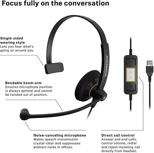 Sennheiser SC 30 USB ML 504546 For Skype for Business Single Sided Business Headset with HD Sound Noise Cancelling Microphone Paykobo